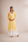 Modal Chikankari Panel Kurta - Yellow