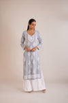 Modal Chikankari Panel Kurta - Grey