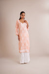 Modal Chikankari Panel Kurta - Peach