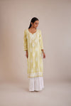 Modal Chikankari Panel Kurta - Pastel Green