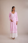 Modal Chikankari Panel Kurta - Pink