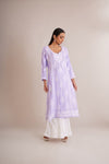 Modal Chikankari Panel Kurta - Lavender