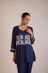Cotton Chikankari Co-Ord Set - Navy Blue