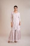 Premium Silk Cotton Chikankari Garara Set - Lilac