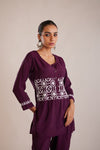 Cotton Chikankari Co-Ord Set - Wine