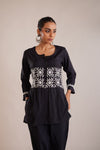 Cotton Chikankari Co-Ord Set - Black