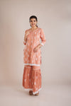 Premium Silk Cotton Chikankari Garara Set  - Rust