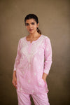 Pink Printed Cotton Chikankari Co-Ord Set