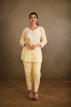 Yellow Printed Cotton Chikankari Co-Ord Set