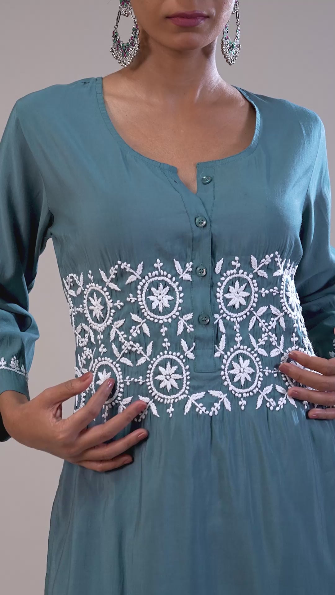 Cotton Chikankari Co-Ord Set - Green