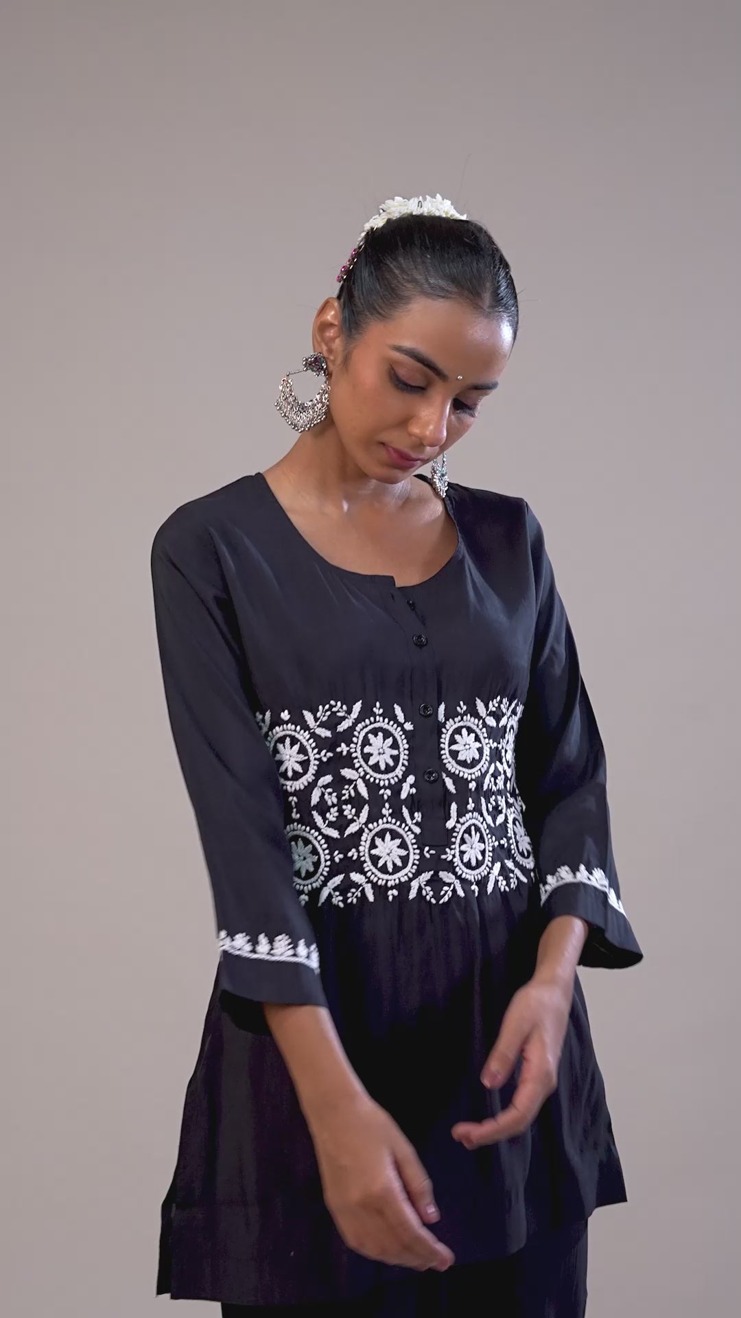 Cotton Chikankari Co-Ord Set - Black
