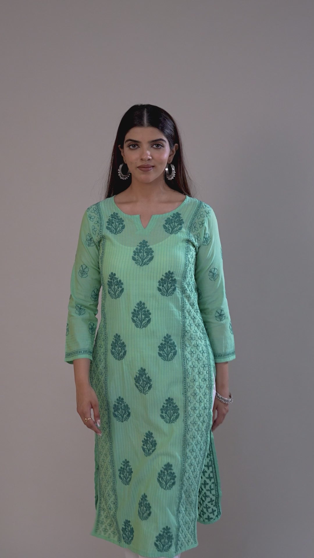 Chanderi Chikankari Allover Boota Kurta - Aqua Green